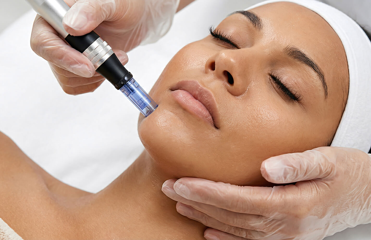 Patient receiving a microneedling treatment at Coral Dermatology